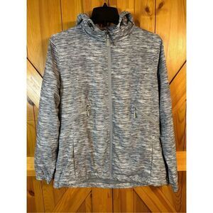 New Balance Jacket Womens Gray Heathered Zip Hooded Size Large (0328)
